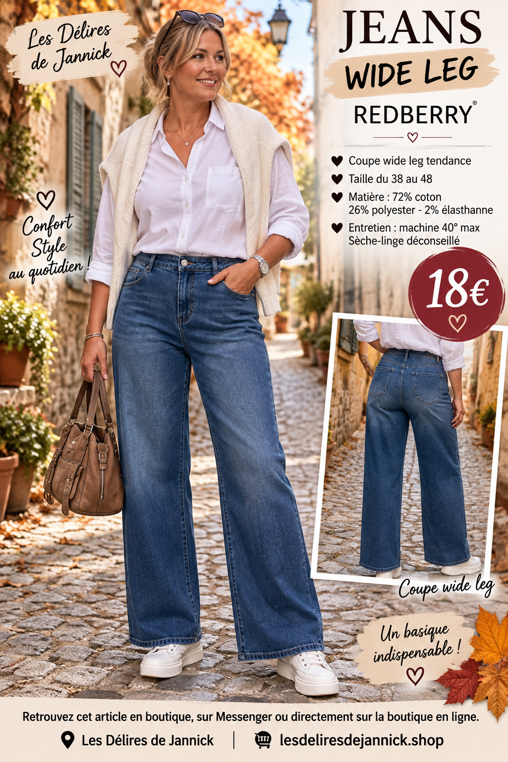 155 👖 JEANS WIDE LEG REDBERRY – LA COUPE TENDANCE À PETIT PRIX ! 🍂
