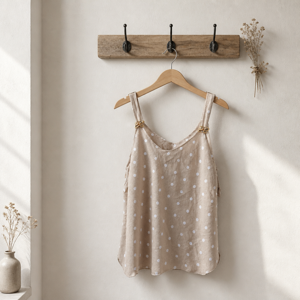 *8 ✨ Top à pois beige avec détails dorés – L'élégance au quotidien ✨