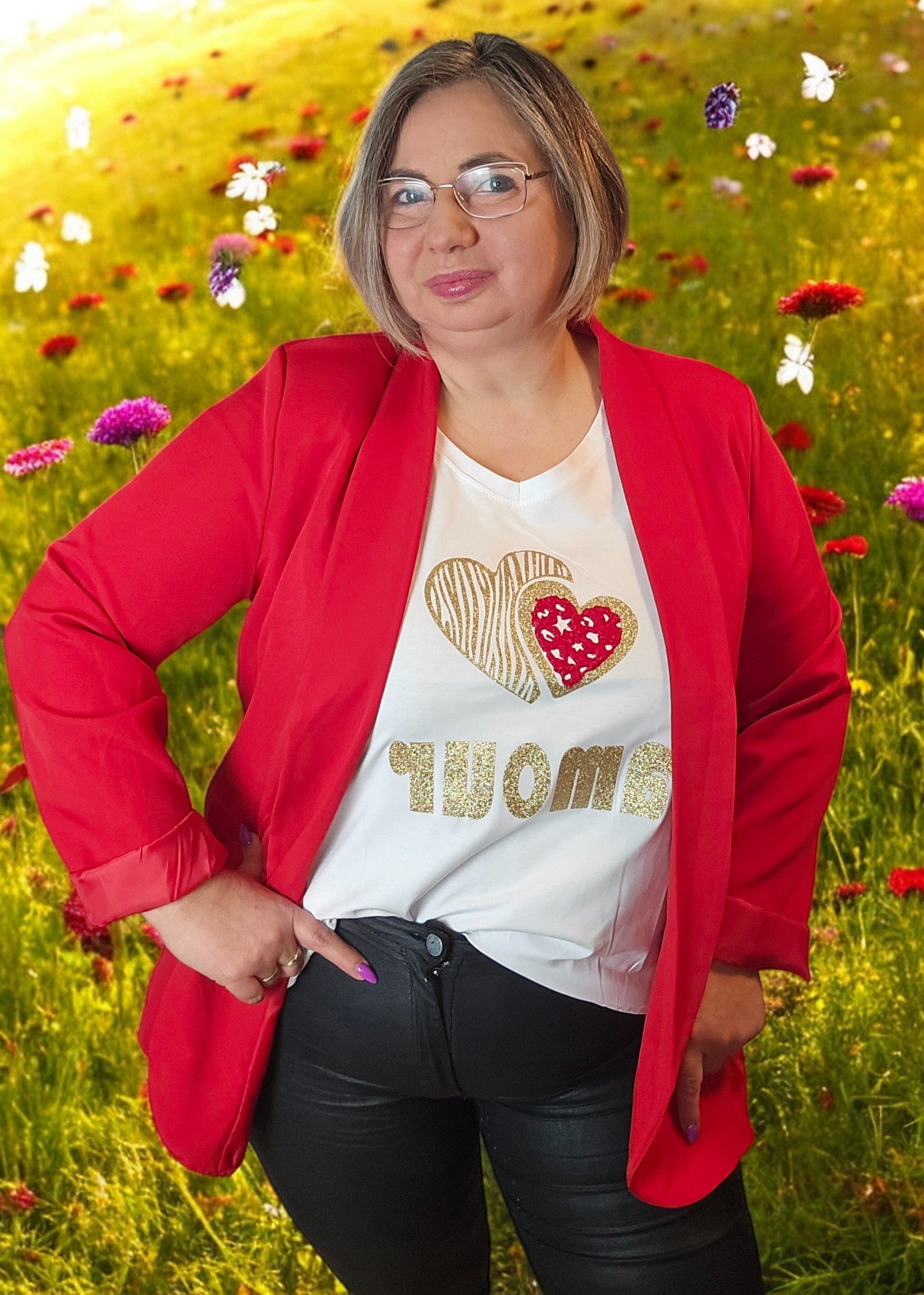 VALENTINA Veste blazer rouge du 38 au 48