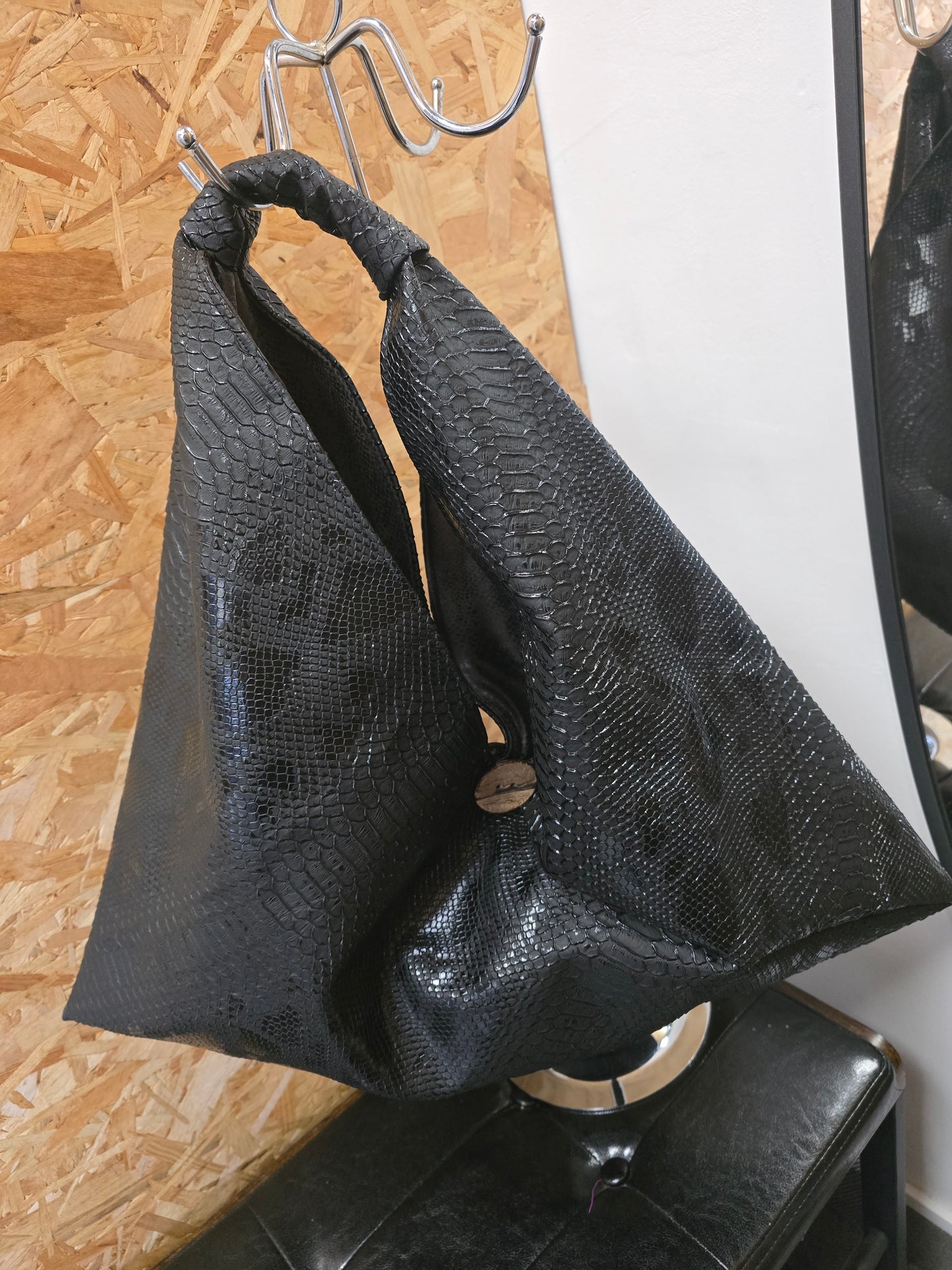 Creation artisanale SAC NOIR origami effet crocro