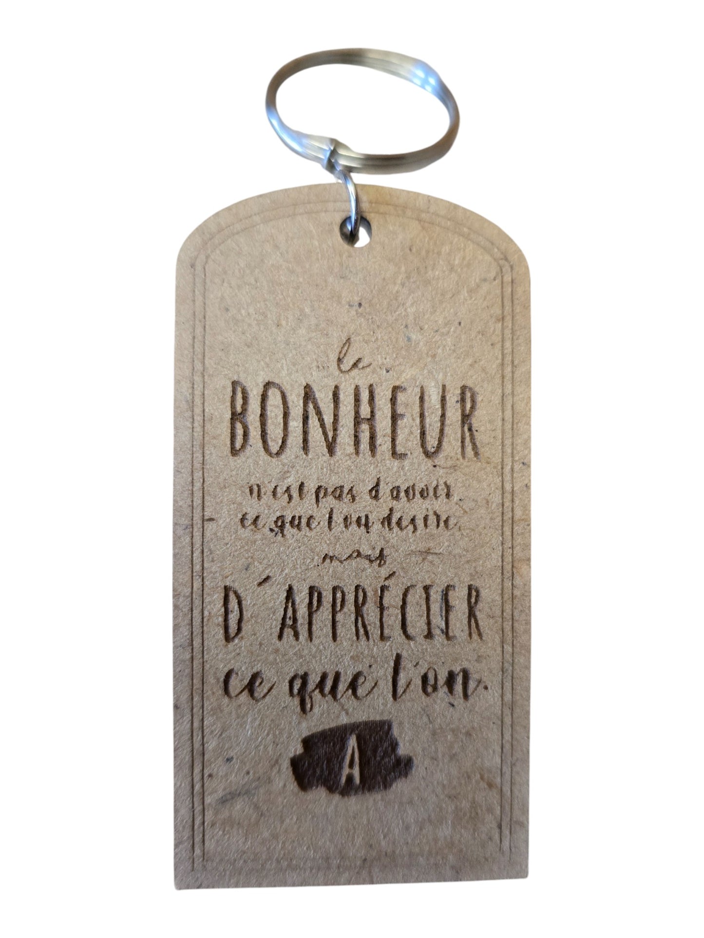 Porte cle bois BONHEUR