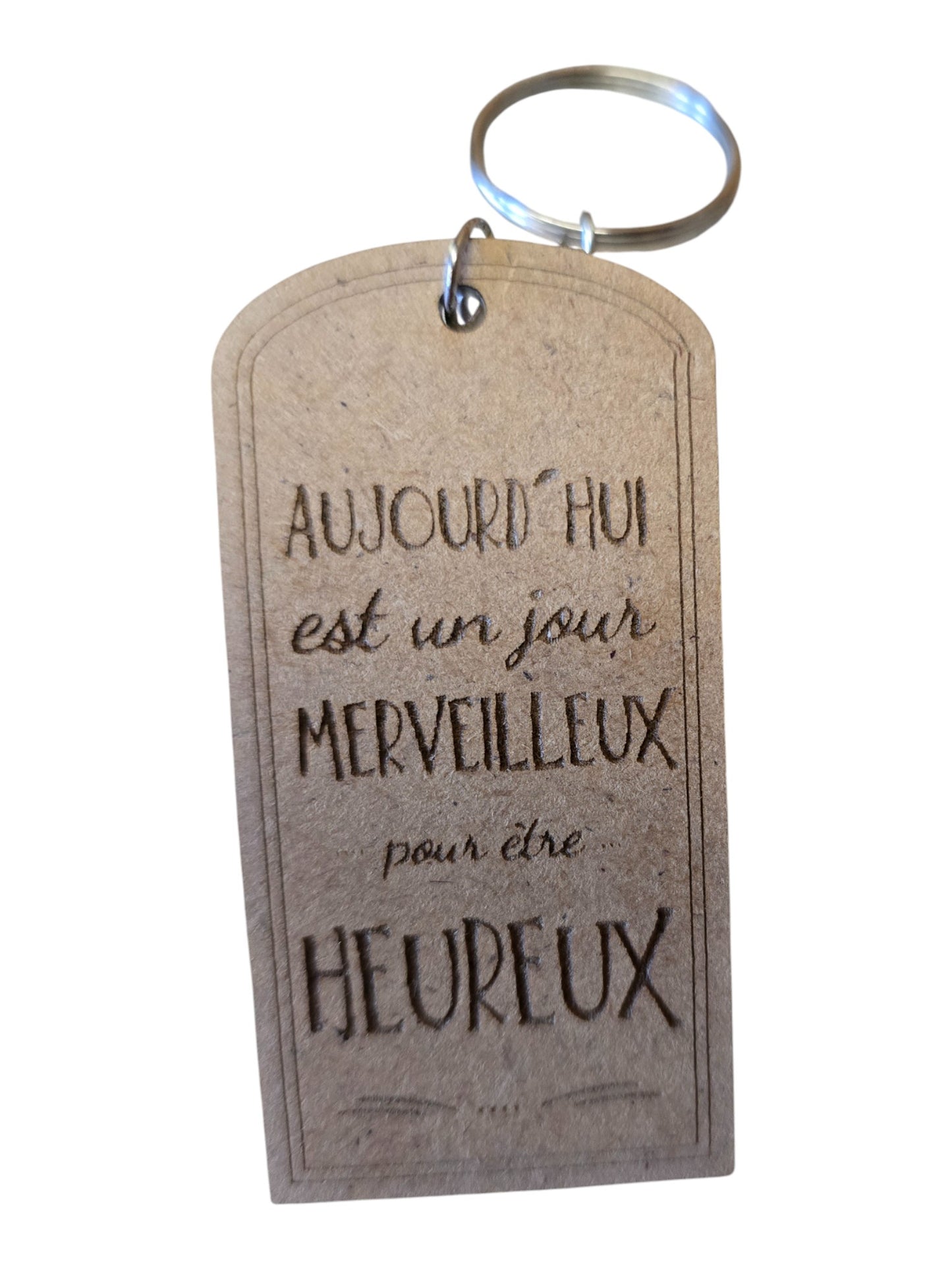 Porte cle bois HEUREUX