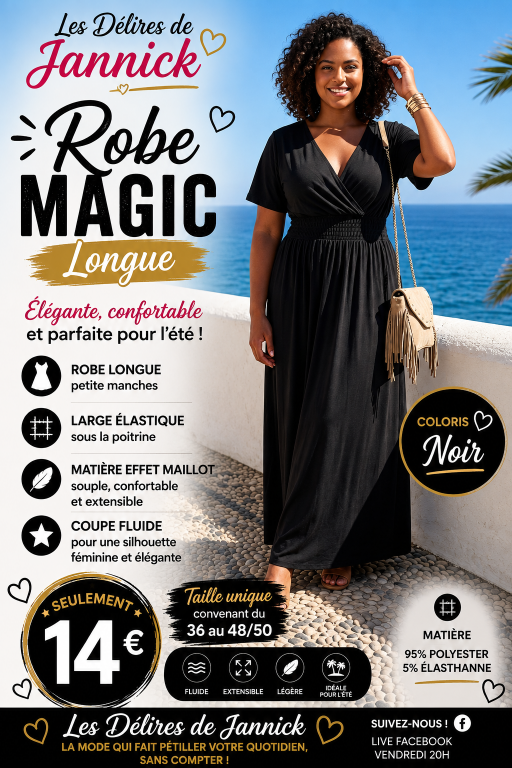 🖤 Robe Magic Longue – Élégance & confort