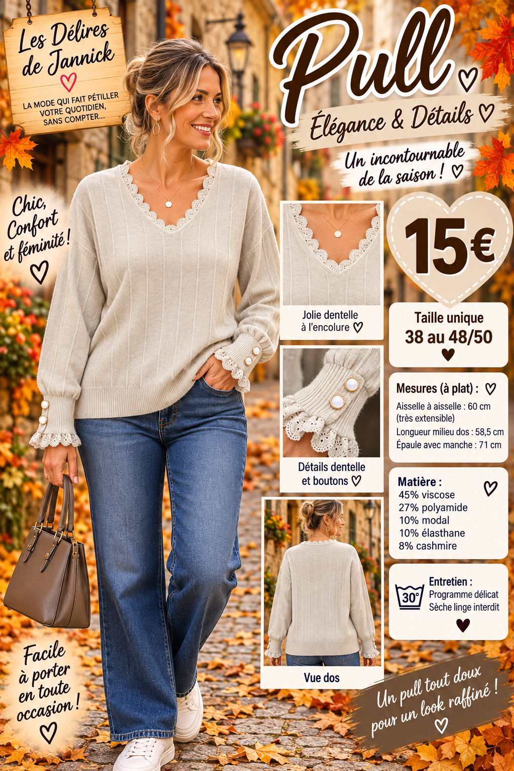 *98 🖤 ÉLÉGANCE & DÉTAILS – LE PULL BEIGE COUP DE CŒUR 🖤