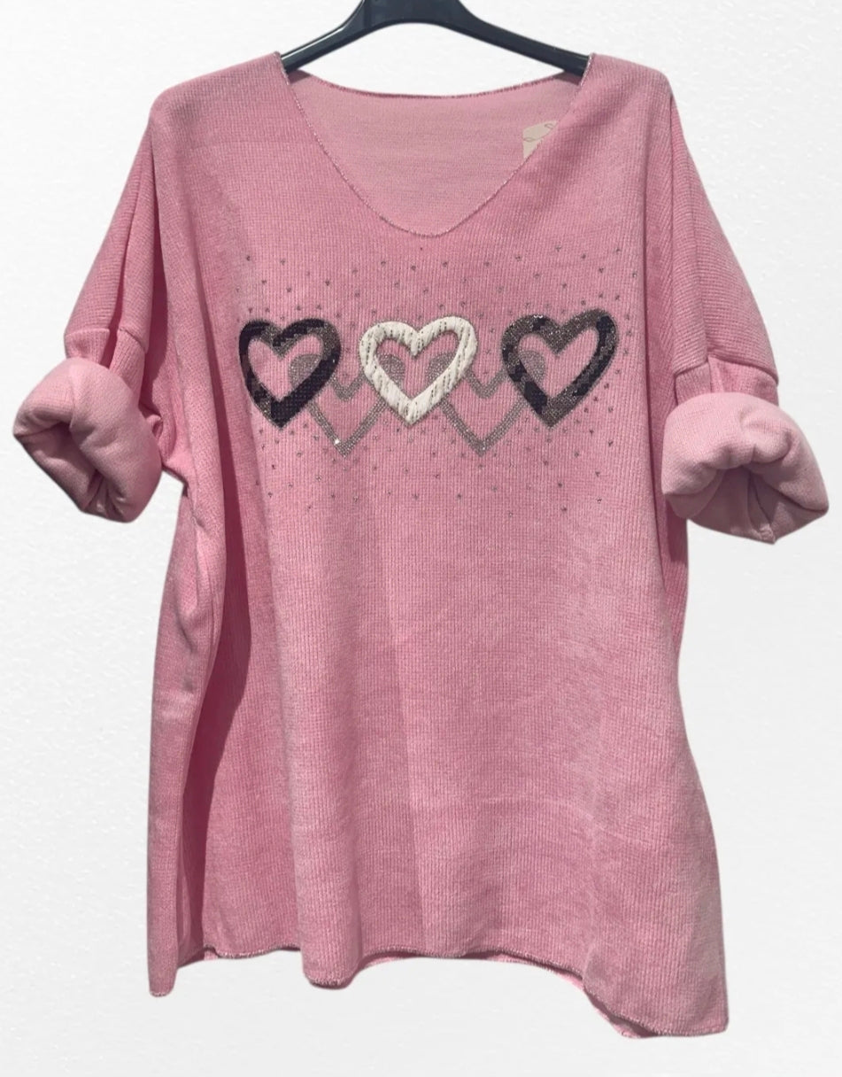 Pull effet velours Coeur