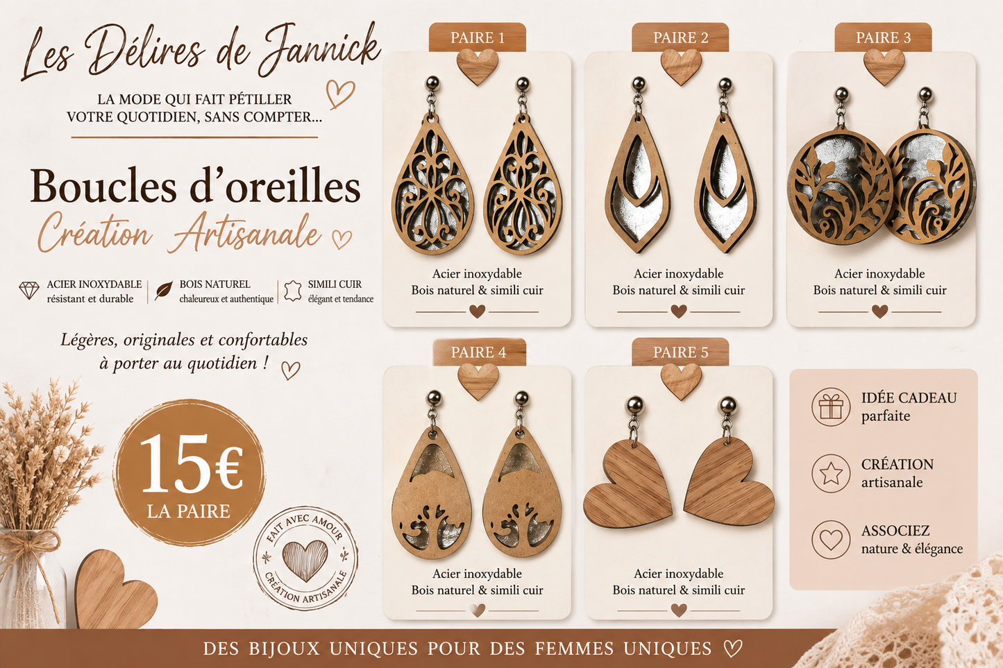 ✨ BOUCLES D’OREILLES – CRÉATIONS ARTISANALES ✨