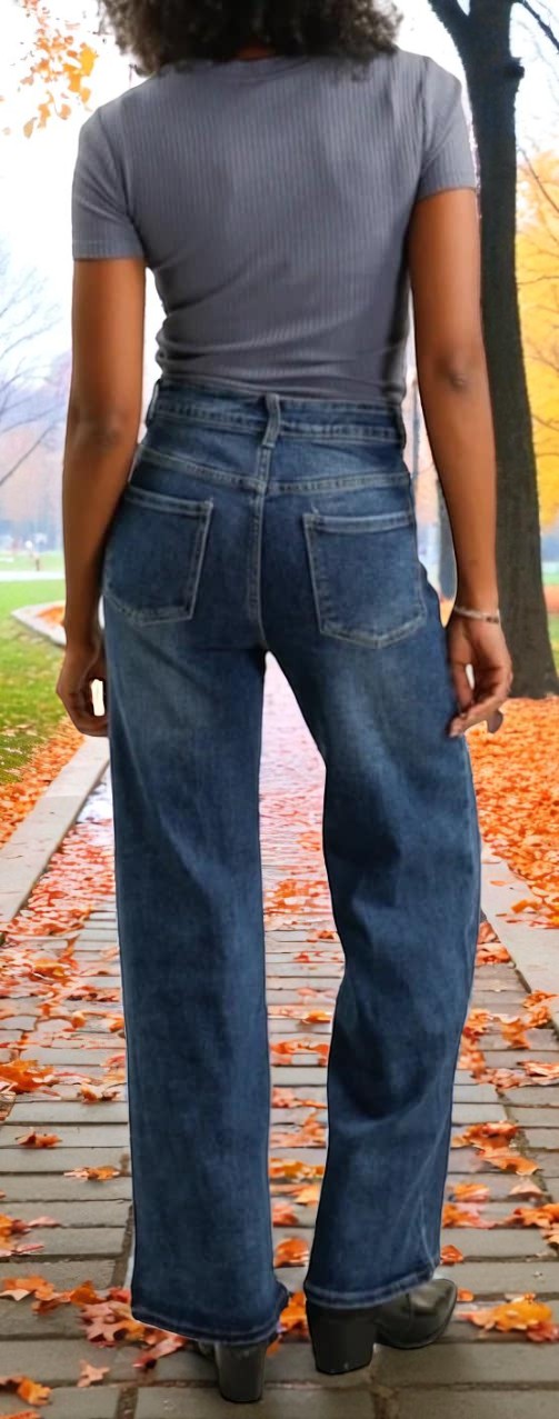 JEANS BLEU WIDE LEG  LEA  G-SMACK