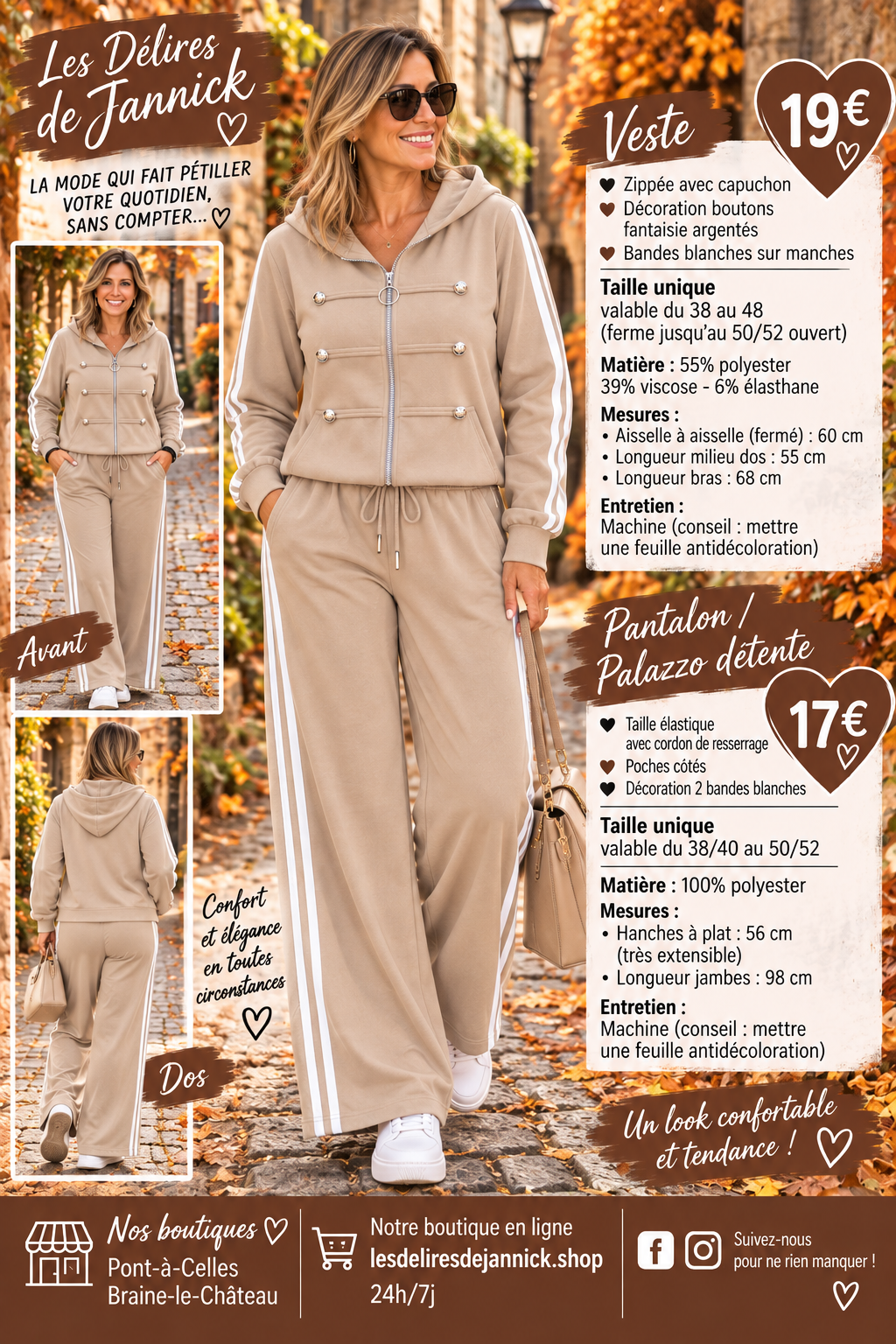 *106 Pantalon/palazzo detente BEIGE