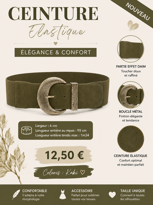 ✨ Ceinture Élastique kaki – Élégance & Confort