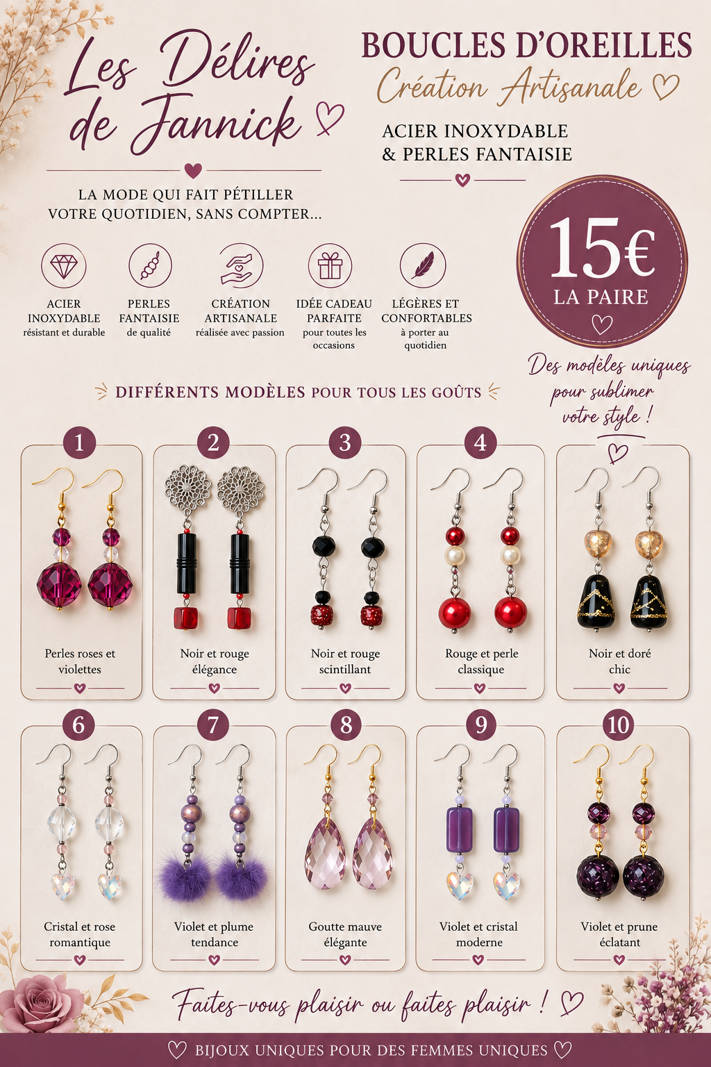 ✨ BOUCLES D’OREILLES – CRÉATIONS ARTISANALES ✨