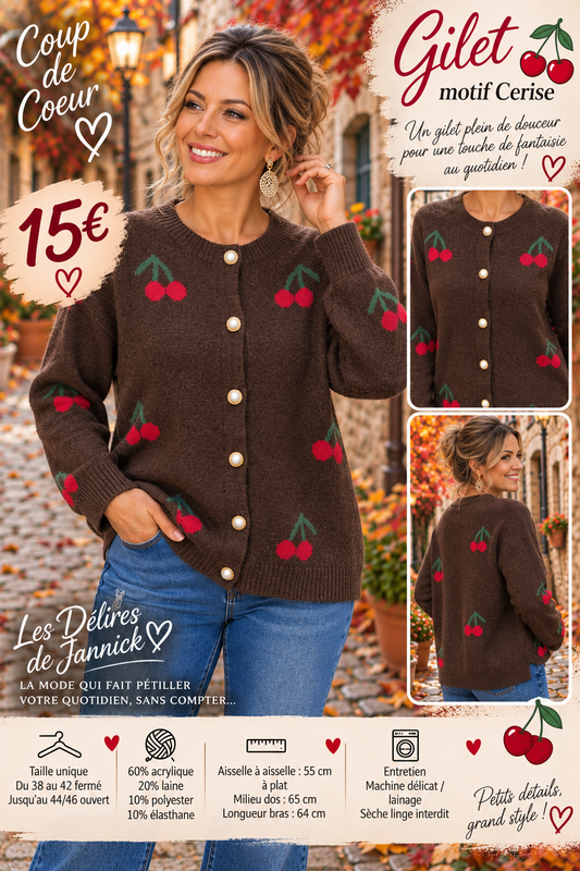 *101 🍒 NOUVEAUTÉ – LE GILET COUP DE CŒUR 🍒 Coloris CHOCO