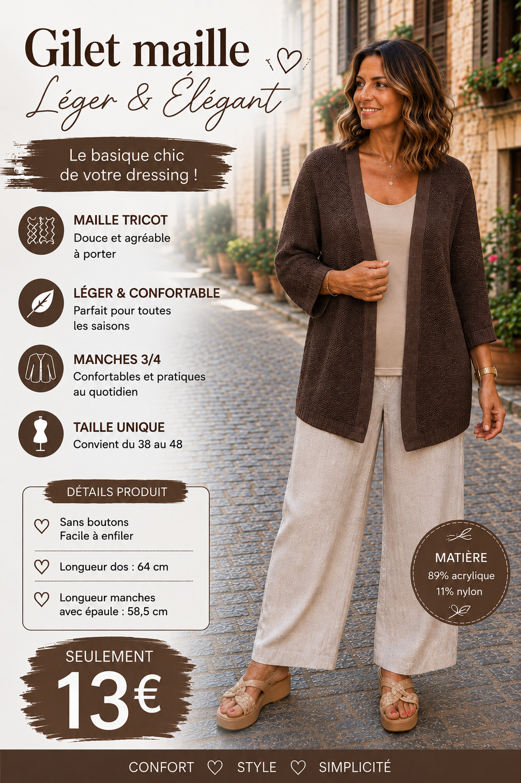*47 ✨ Gilet Choco en maille – Léger, élégant & confortable ✨