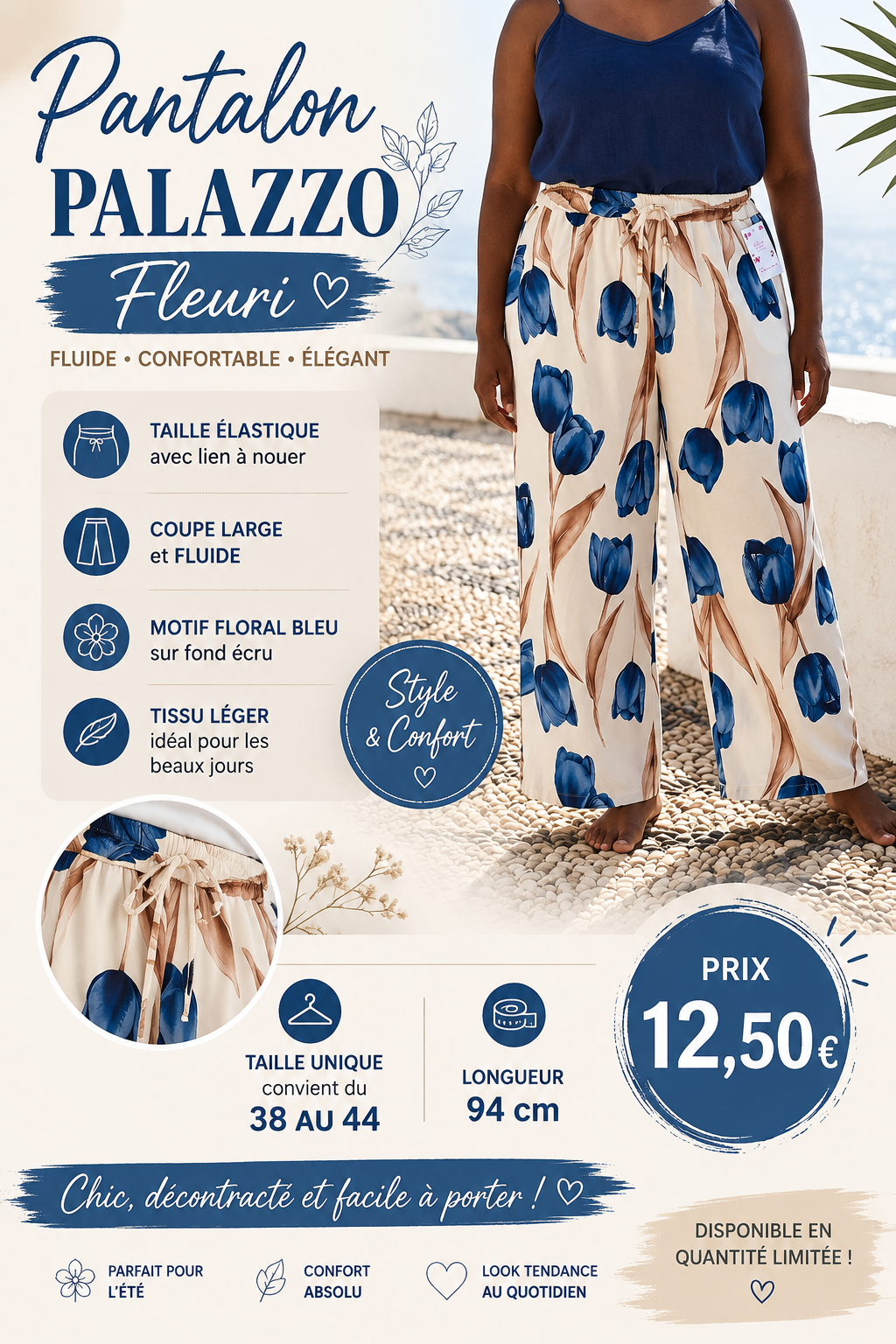 🌸 Pantalon Palazzo Fleuri 🌸