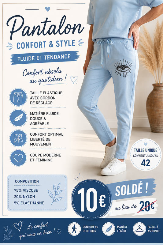 ✨ Pantalon Fluide à Taille Élastique – Confort & Élégance ✨