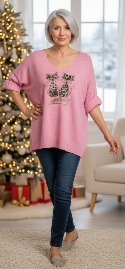 Pull effet velour chats leopard