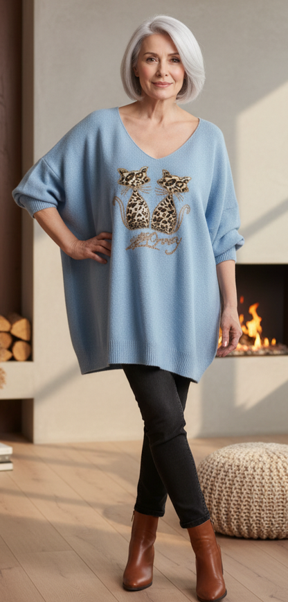 Pull effe velour chats leopard