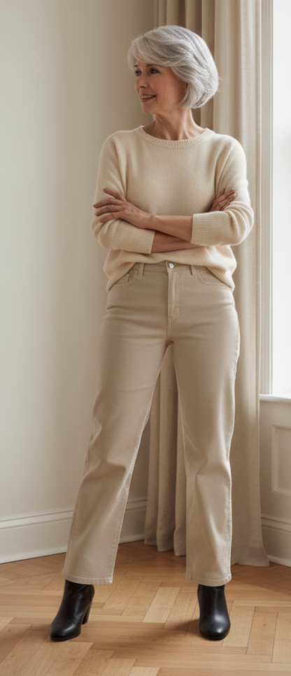 JEANS lucia beige WIDE LEG  G-SMACK du 38 au 48