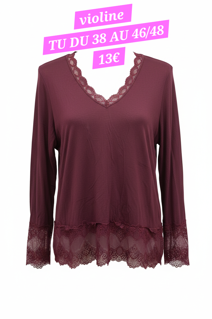 Blouse/sous blouse dentelle valable du 38 au 46/48