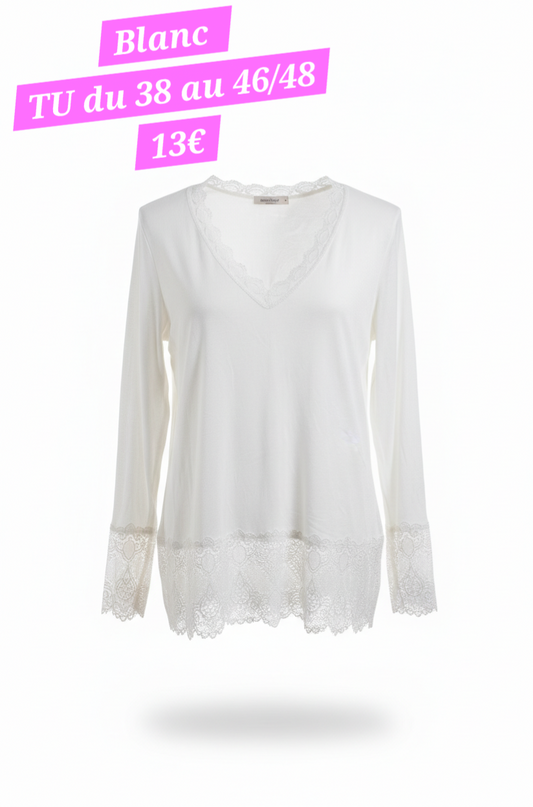 Blouse/sous blouse dentelle valable du 38 au 46/48
