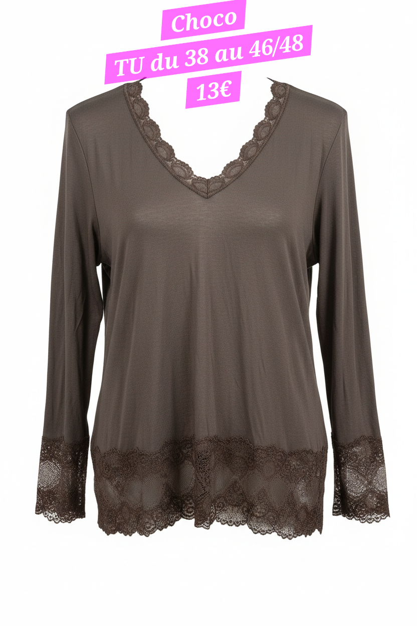 Blouse/sous blouse dentelle valable du 38 au 46/48