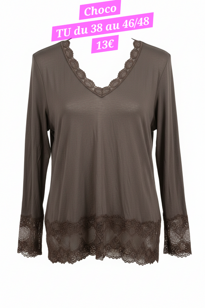 Blouse/sous blouse dentelle valable du 38 au 46/48