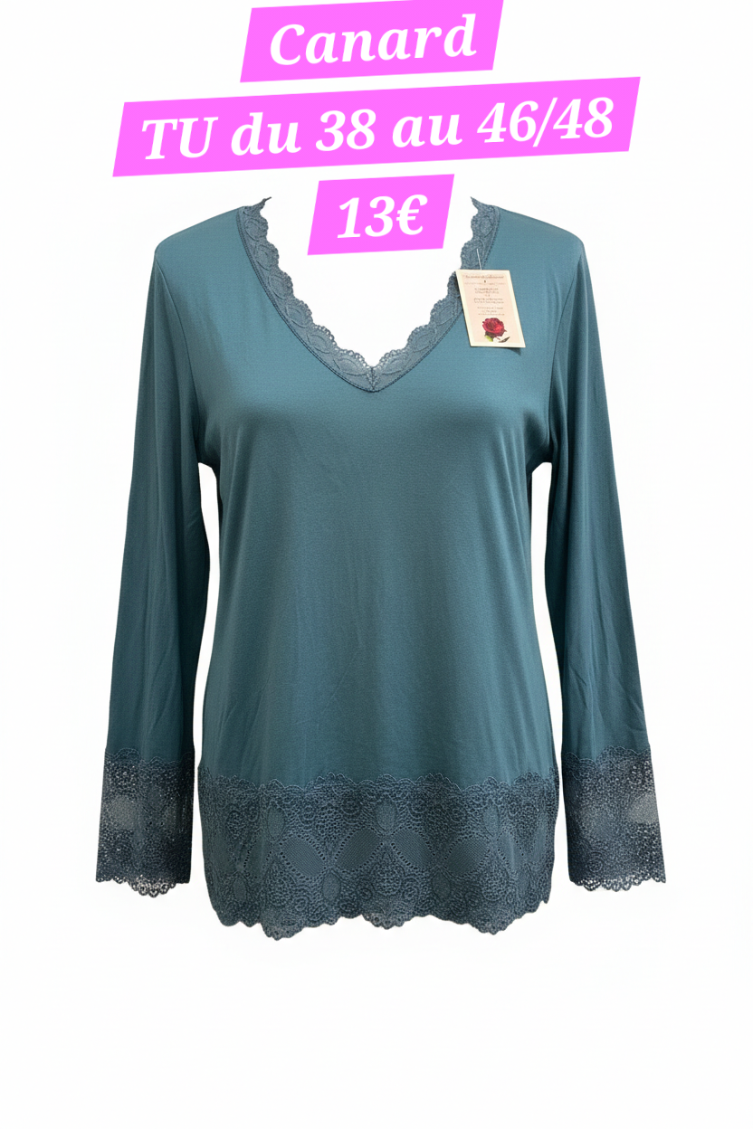 Blouse/sous blouse dentelle valable du 38 au 46/48