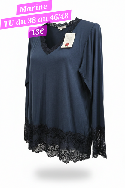 Blouse/sous blouse dentelle valable du 38 au 46/48