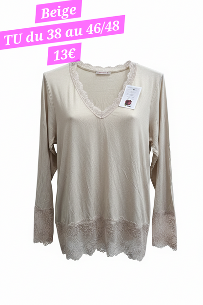 Blouse/sous blouse dentelle valable du 38 au 46/48