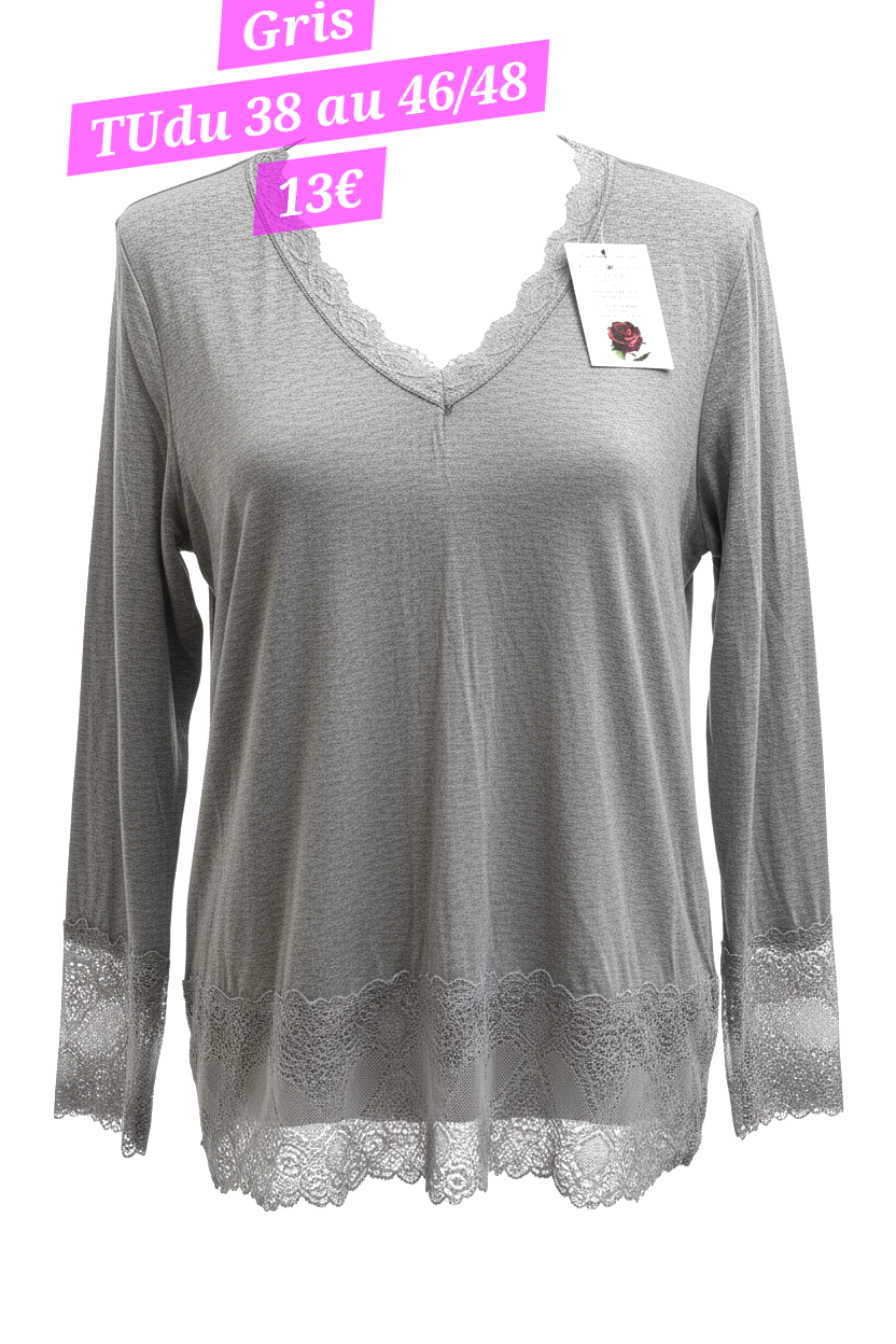 Blouse/sous blouse dentelle valable du 38 au 46/48