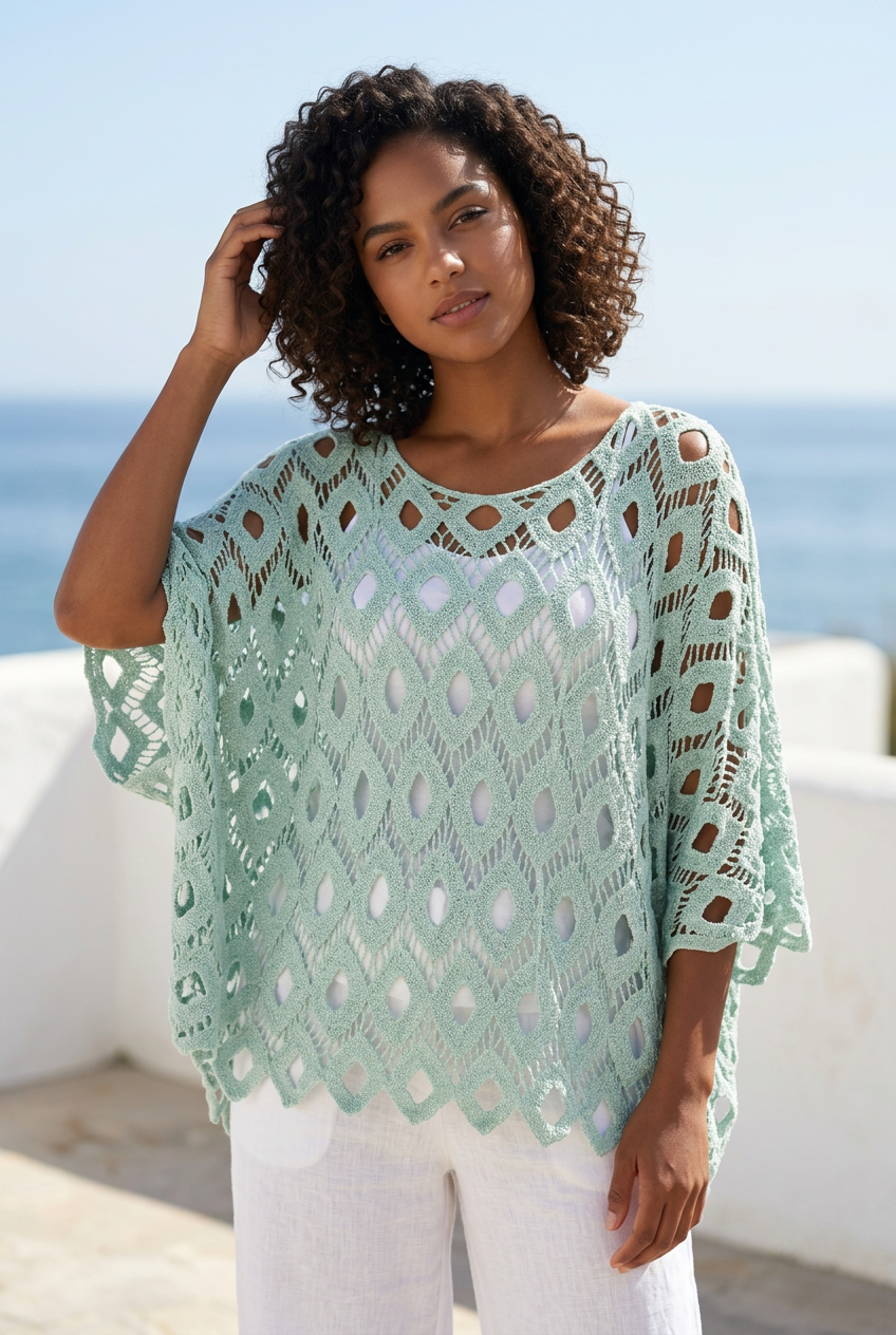 ✨ Pull ajouré en crochet – Esprit bohème & confort absolu