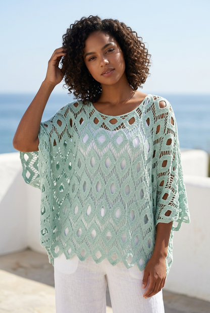 ✨ Pull ajouré en crochet – Esprit bohème & confort absolu