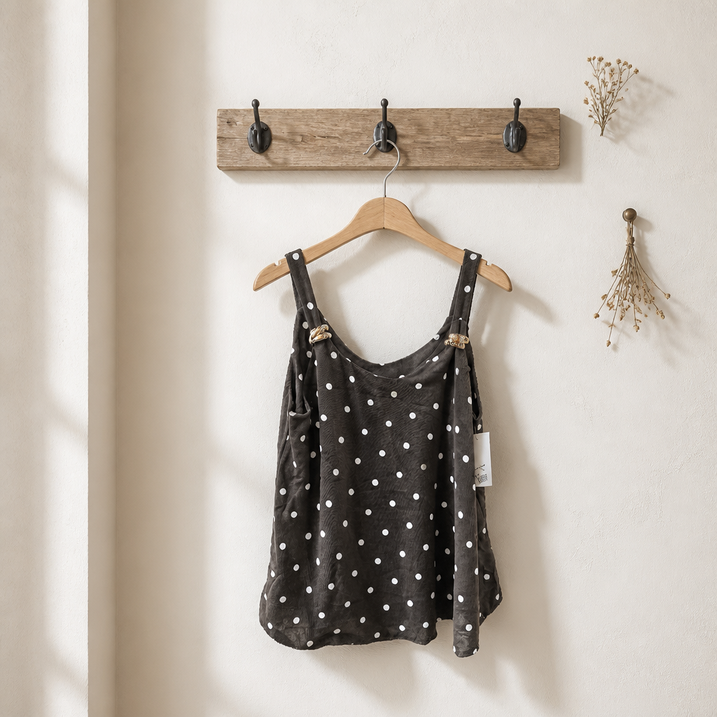 *8 ✨ Top à pois choco  avec détails dorés – L'élégance au quotidien ✨
