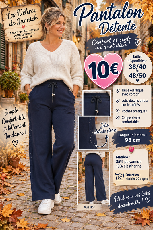 *90 ✨  PANTALON MARINE DÉTENTE QUI ALLIE CONFORT & STYLE ! ✨