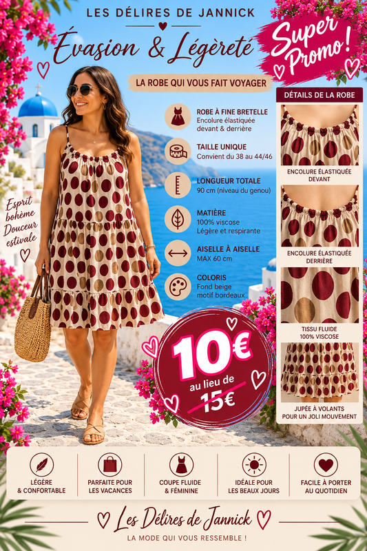 *31 🌿 Robe fluide à volants – Motif Bordeau🌿
