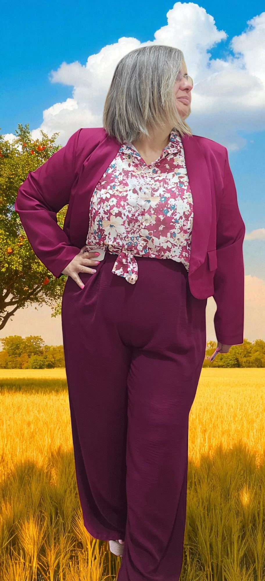 PANTALON SHANA BORDEAUX