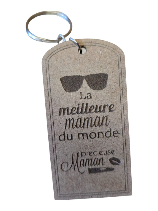 Porte cle bois MAMAN