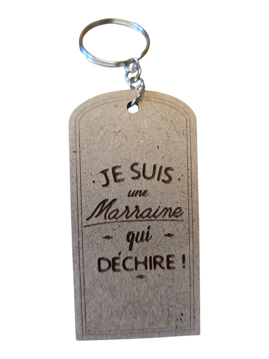 Porte cle en bois MARRAINE