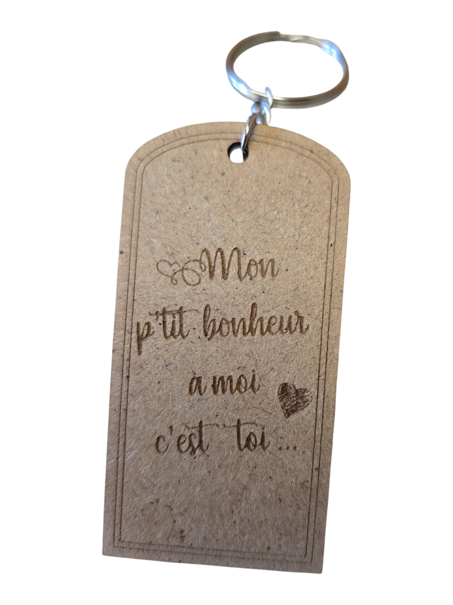 Porte cle bois BONHEUR