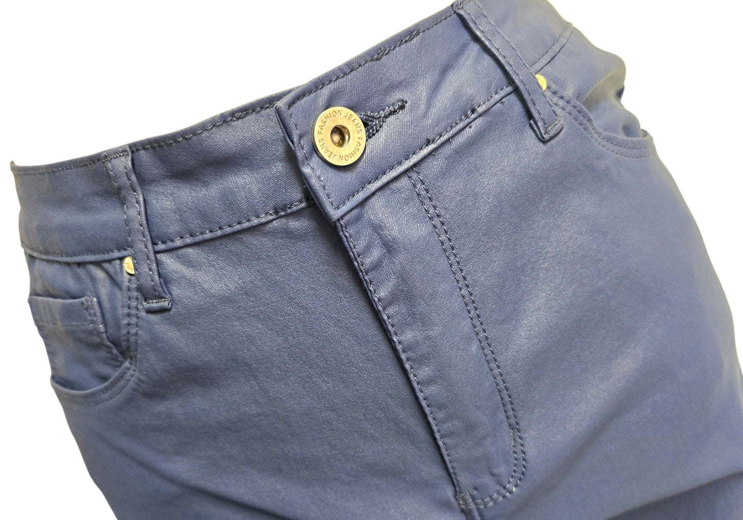 23.✨ Pantalon Slim effet simili cuir – Coloris bleu jeans ✨