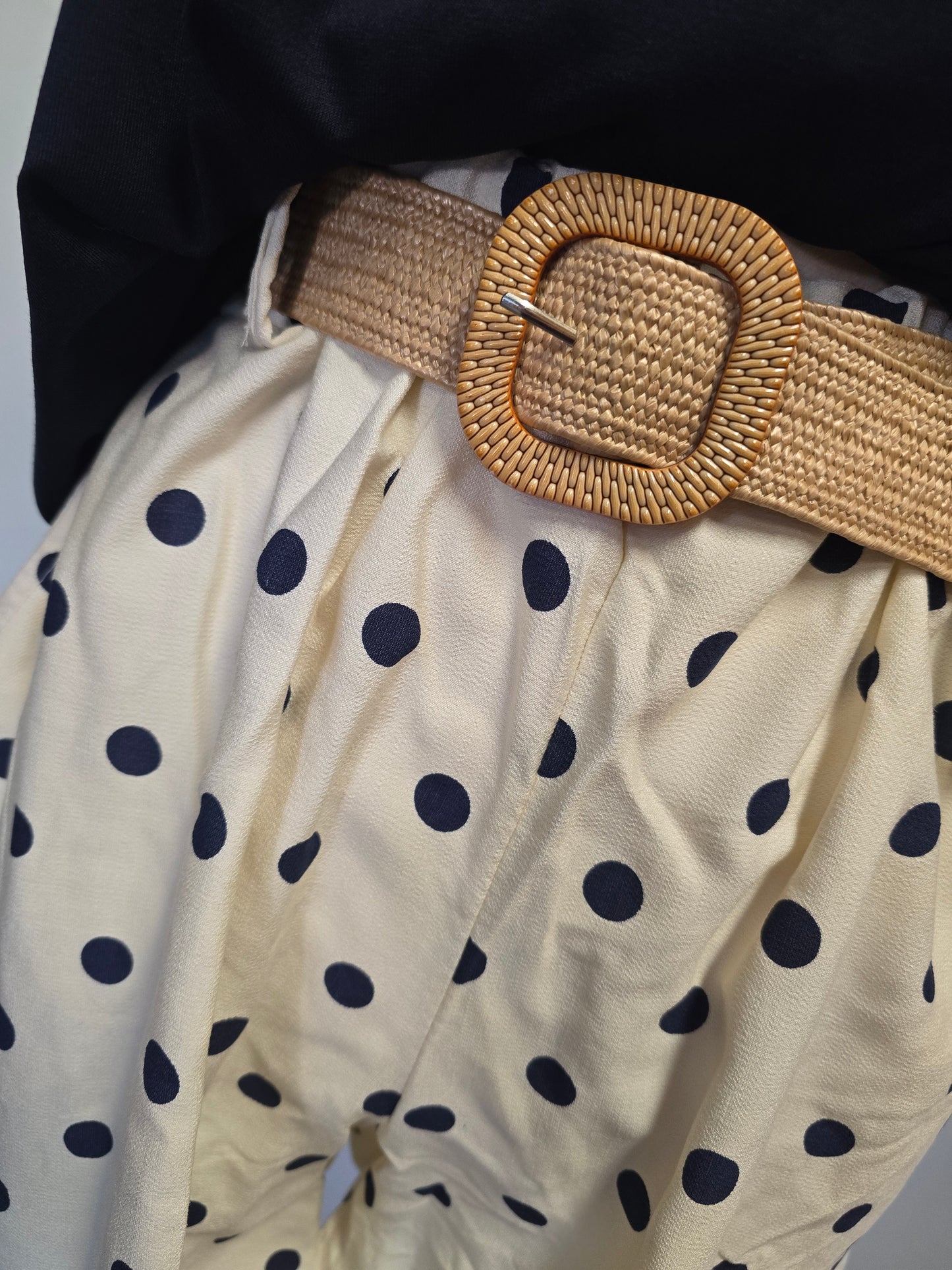 *35 ✨ Short fluide à pois – Fond beige &motif marine ✨