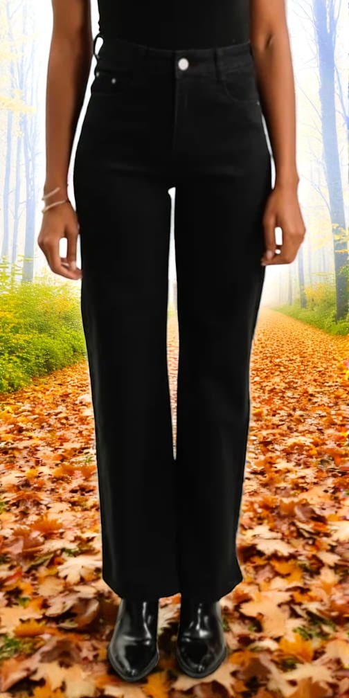 JEANS WIDE LEG NOIR  CECILIA  G-SMACK