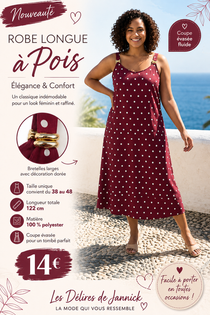 *7 ✨ Robe longue à pois LIN DE VIN  – Élégance intemporelle