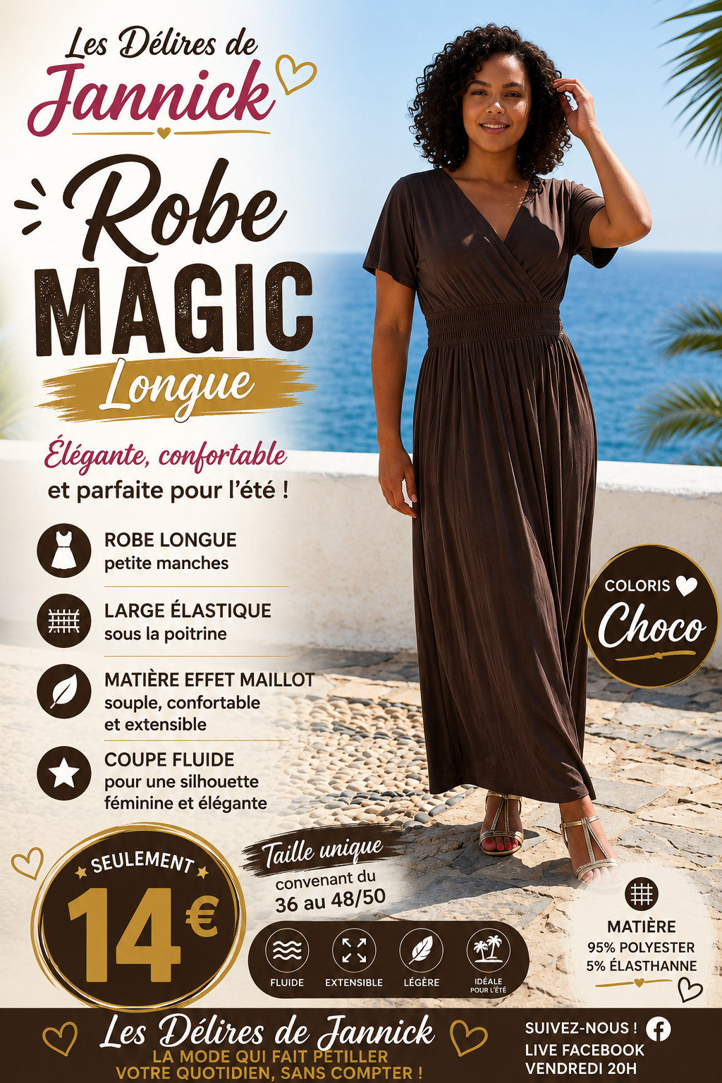 🖤 Robe Magic Longue – Élégance &confort