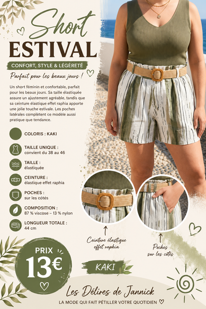 ✨Short imprimé – Coloris Kaki