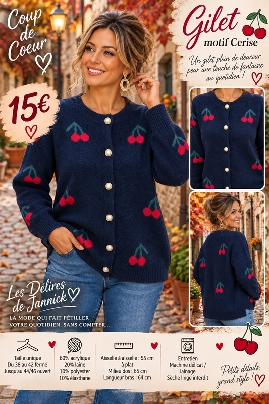 *101 🍒 NOUVEAUTÉ – LE GILET COUP DE CŒUR 🍒 BLEU MARINE