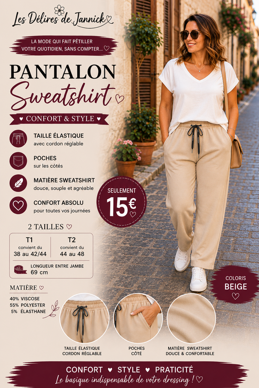 *85 ✨PANTALON SWEATSHIRT – COLORIS Beige✨