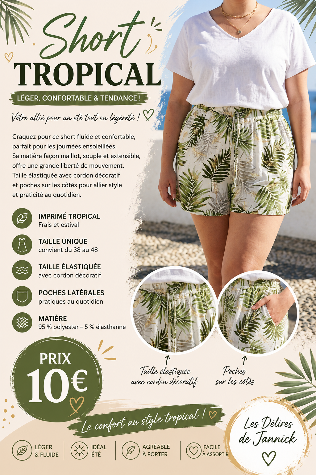 Short fluide imprimé tropical