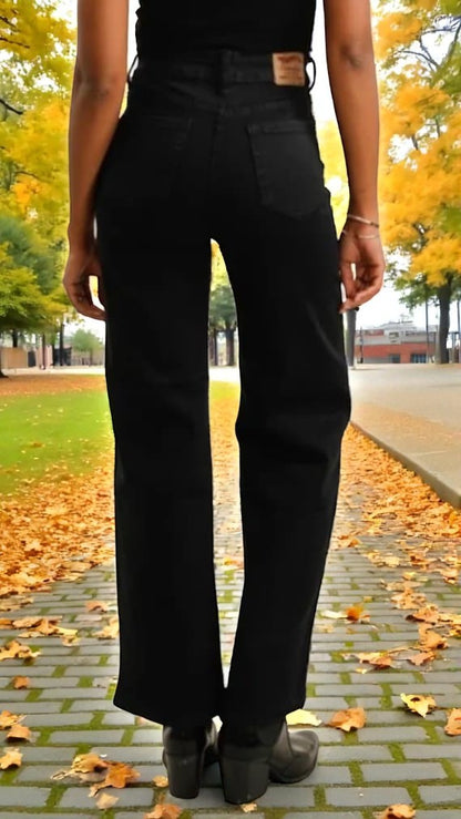 JEANS WIDE LEG NOIR  CECILIA  G-SMACK