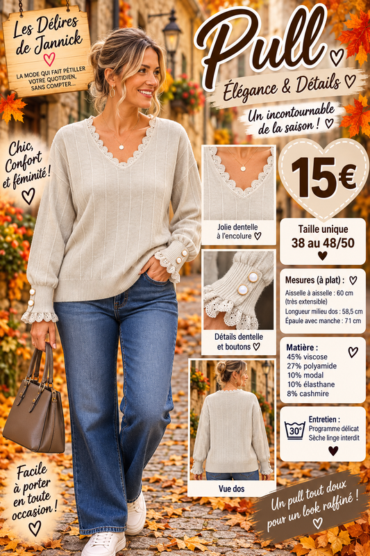 *98 🖤 ÉLÉGANCE & DÉTAILS – LE PULL BEIGE COUP DE CŒUR 🖤