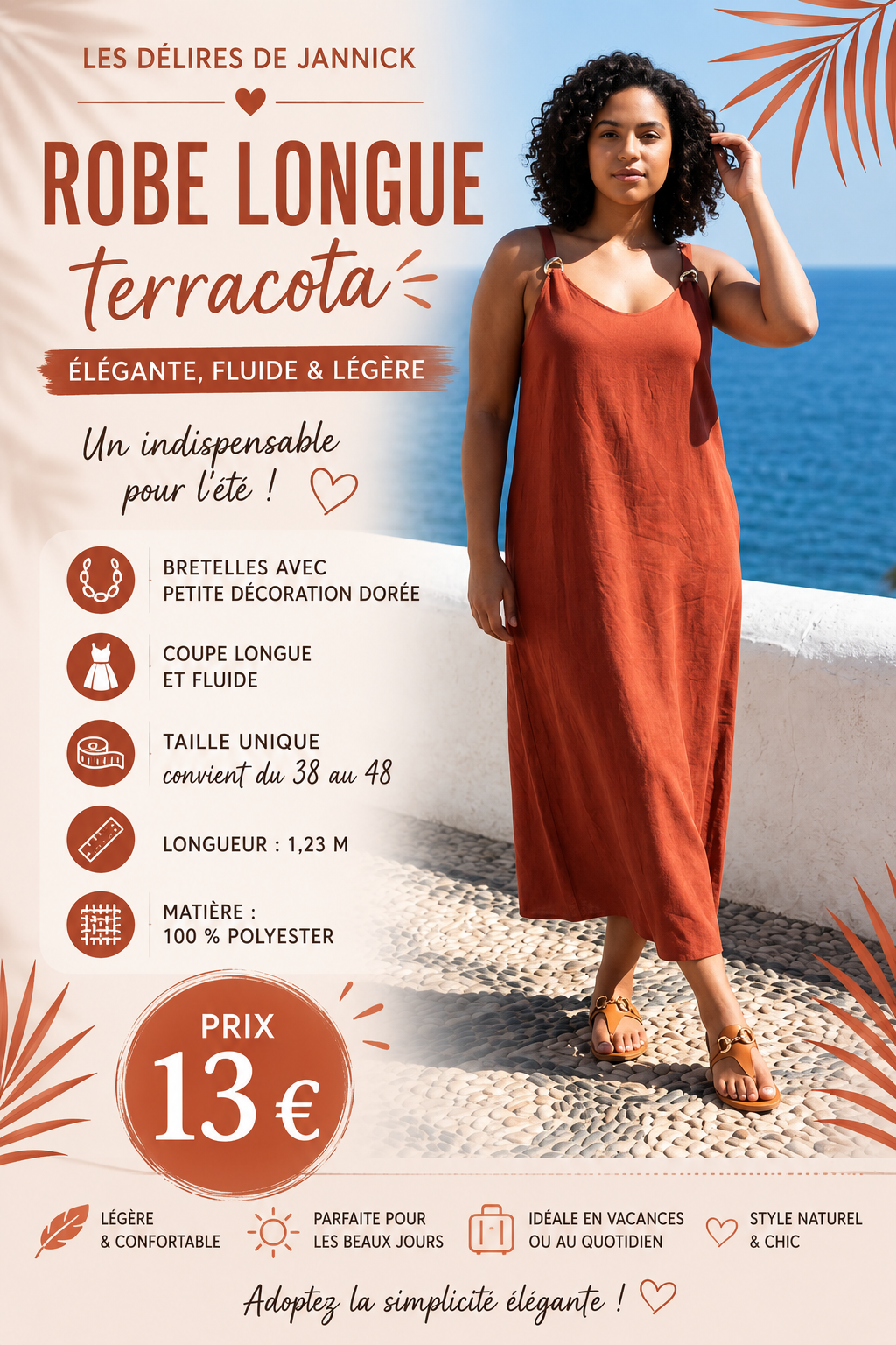 Robe Longue Bretelles – Coloris Terracota
